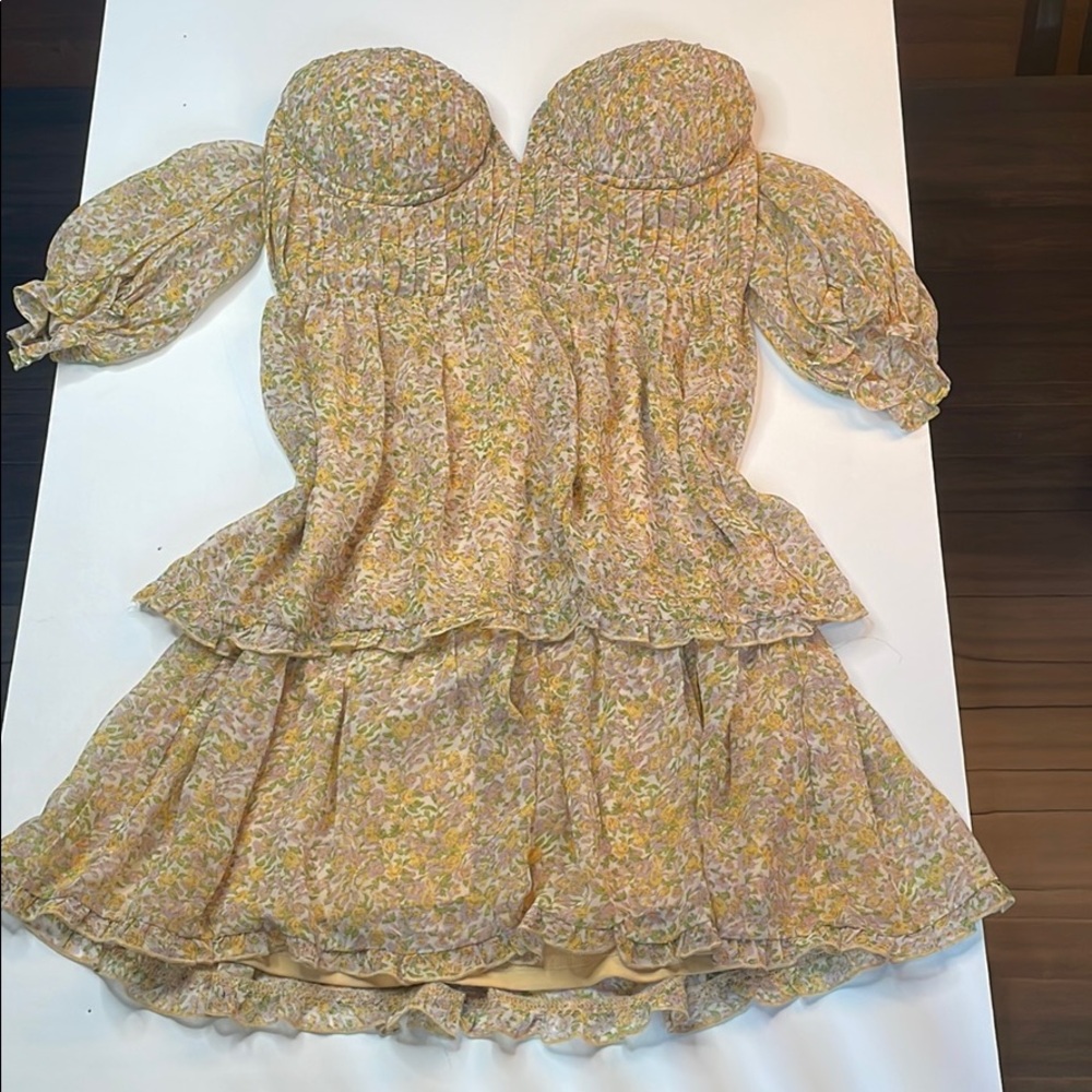 Floral bustier mini dress. Size S